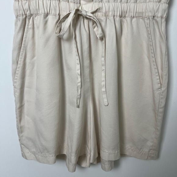 LOFT Beige Safari Button Front Sleeveless Elastic Waist Pockets Jumper Romper XS - Picture 7 of 11